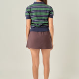 Striped Polo Knit Top