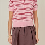 Striped Polo Knit Top
