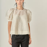 Textured Puff-Sleeve Blouse