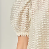 Textured Puff-Sleeve Blouse