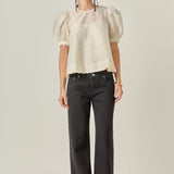 Textured Puff-Sleeve Blouse