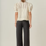 Textured Puff-Sleeve Blouse