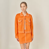 Denim-Look Knit Cardigan