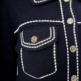 Denim-Look Knit Cardigan