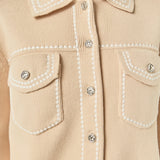 Denim-Look Knit Cardigan