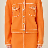 Denim-Look Knit Cardigan