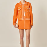 Denim-Look Knit Cardigan