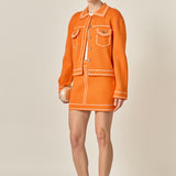 Denim-Look Knit Cardigan