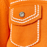 Denim-Look Knit Cardigan