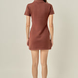 Argyle Knit Polo Mini Dress