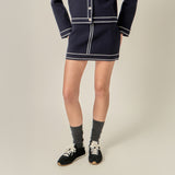 Denim-Look Knit Skirt