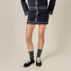 Denim-Look Knit Skirt