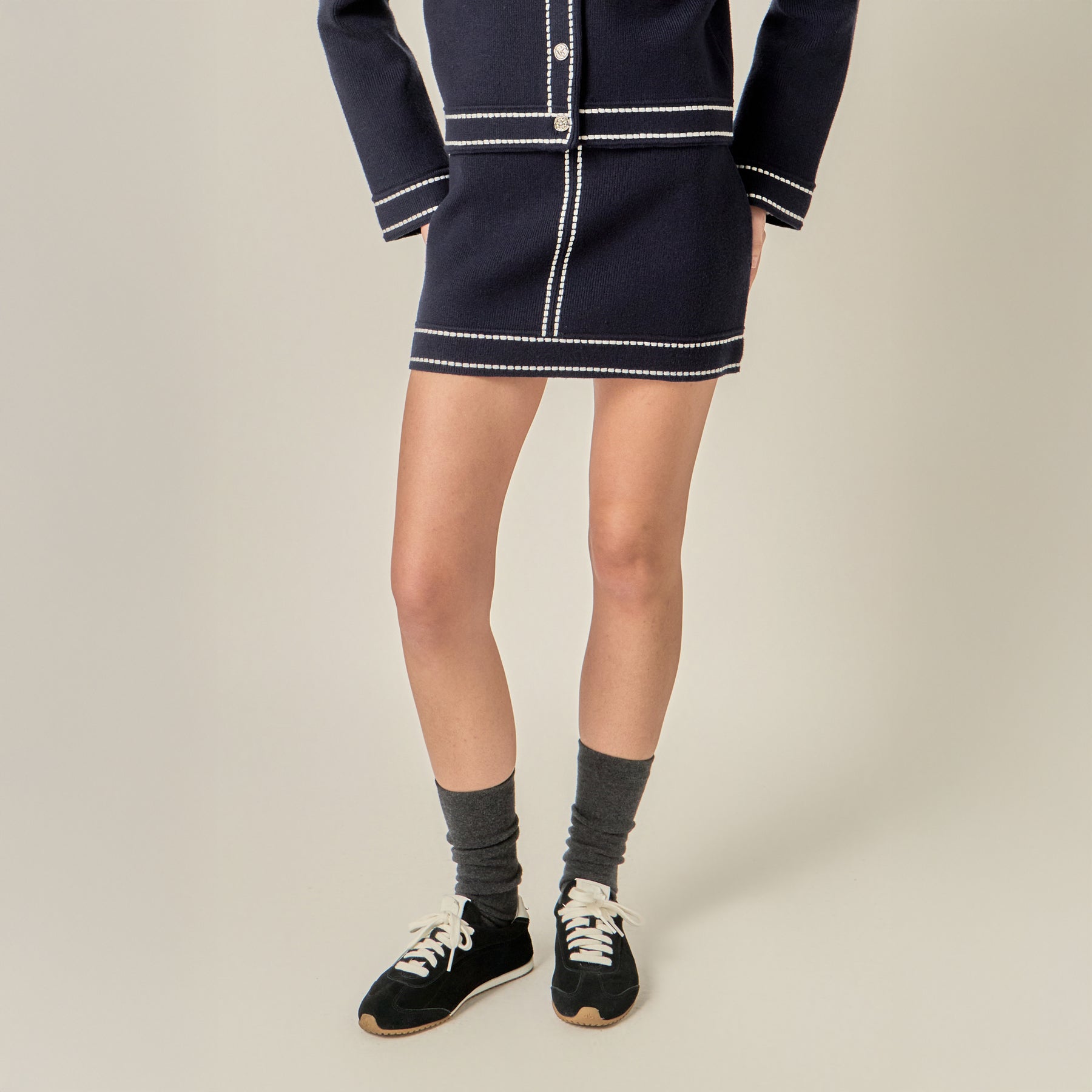 Denim-Look Knit Skirt