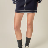 Denim-Look Knit Skirt