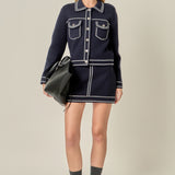 Denim-Look Knit Skirt