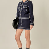 Denim-Look Knit Skirt