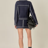 Denim-Look Knit Skirt