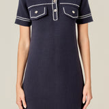 Denim-Look Knit Mini Dress