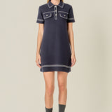 Denim-Look Knit Mini Dress
