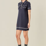 Denim-Look Knit Mini Dress