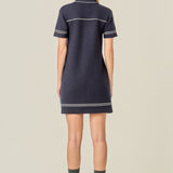 Denim-Look Knit Mini Dress