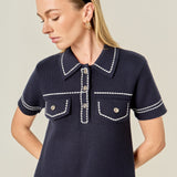 Denim-Look Knit Mini Dress