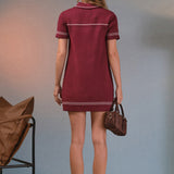 Denim-Look Knit Mini Dress