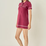 Denim-Look Knit Mini Dress