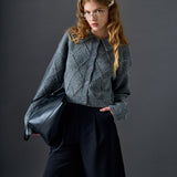 Lurex Argyle Knit Cardigan