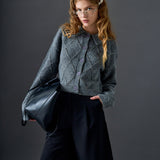 Lurex Argyle Knit Cardigan