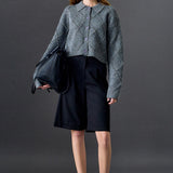 Lurex Argyle Knit Cardigan