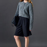 Lurex Argyle Knit Cardigan