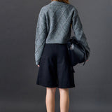 Lurex Argyle Knit Cardigan