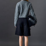 Lurex Argyle Knit Cardigan