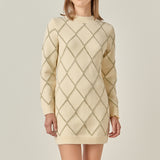 Lurex Argyle Pattern Dress