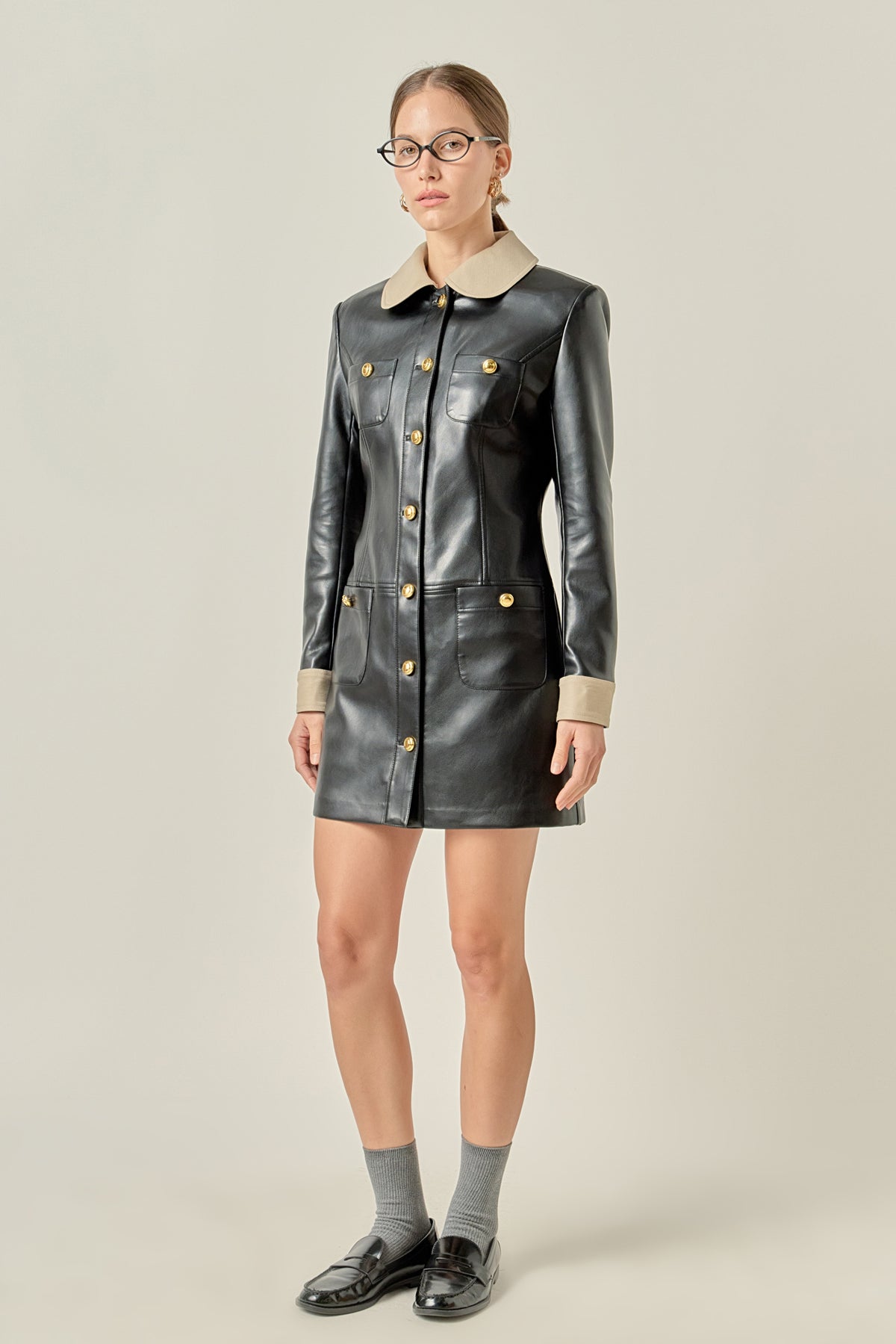 metallic faux leather dress Victoria Mini Black / XS Mini dress