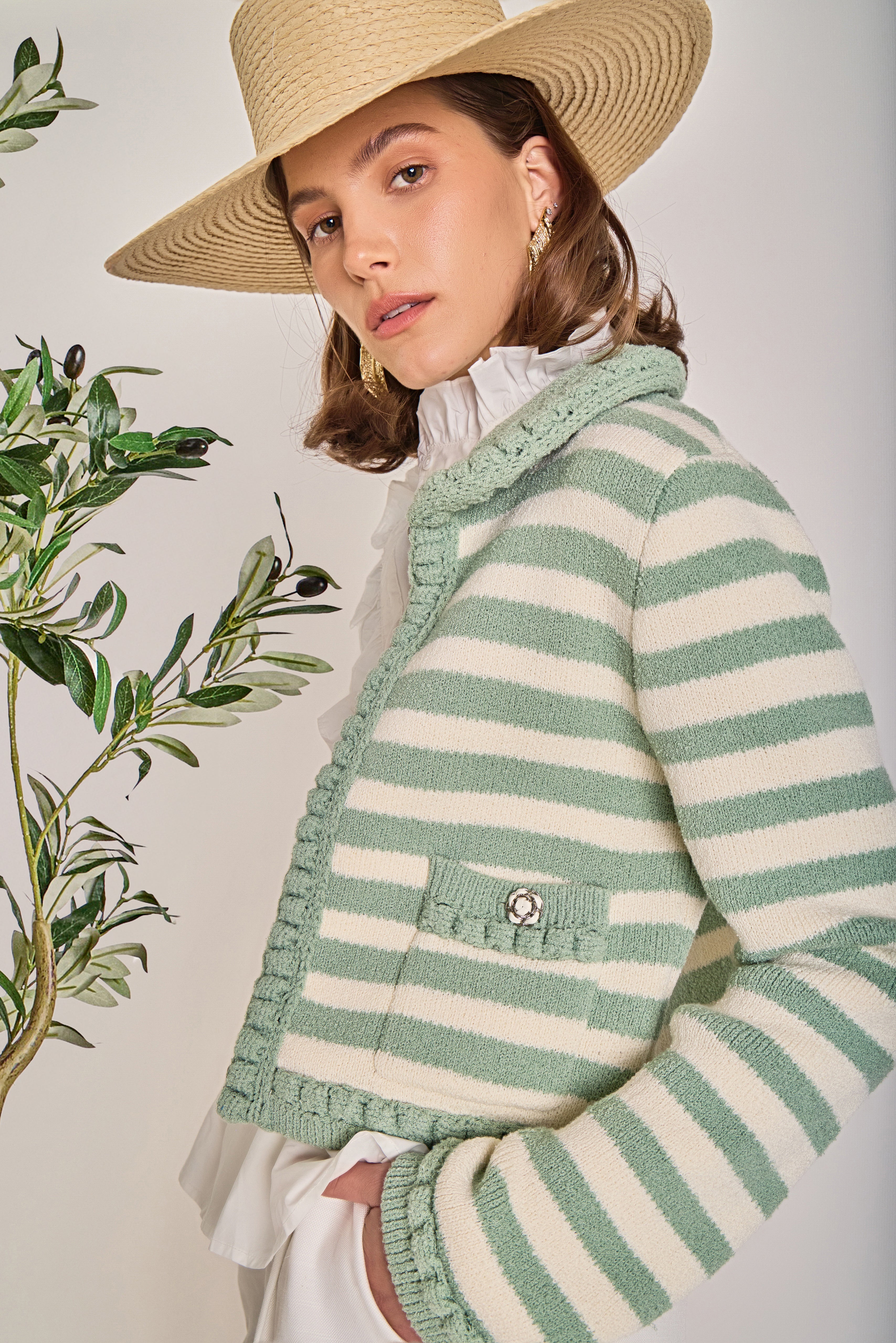 Braided Stripe Collar Cardigan – English Factory