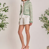 Braided Stripe Collar Cardigan