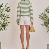 Braided Stripe Collar Cardigan