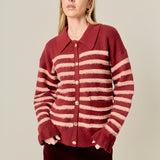 Striped Cardigan with Ruffled Sleeves