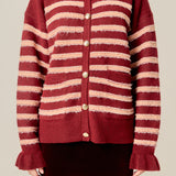 Striped Cardigan with Ruffled Sleeves