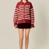 Striped Cardigan with Ruffled Sleeves