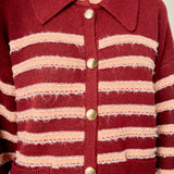 Striped Cardigan with Ruffled Sleeves