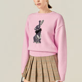 Bunny Rhinestone Bow Sweater