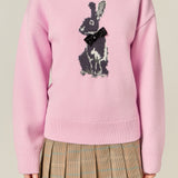 Bunny Rhinestone Bow Sweater