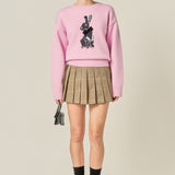 Bunny Rhinestone Bow Sweater