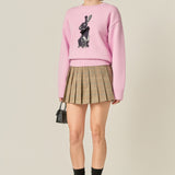 Bunny Rhinestone Bow Sweater