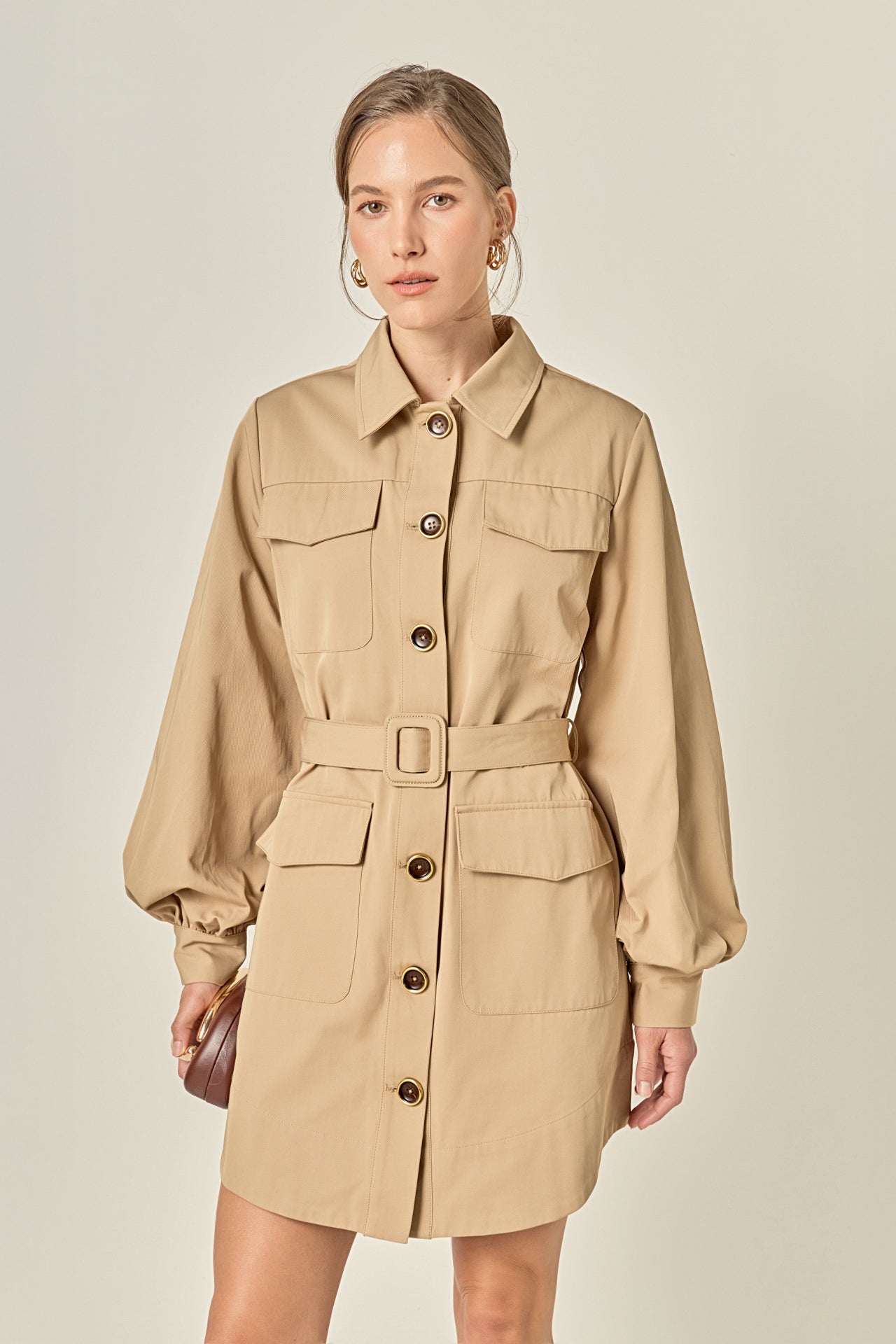 English Factory - Blair Trench Mini Dress Beige / S English Factory - Blair Trench Mini Dress Beige / S
