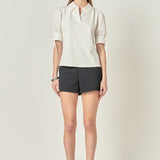 Mix Media Collar Top