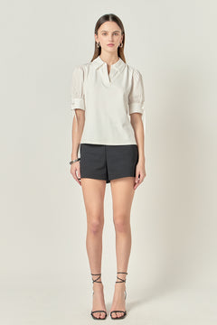 Mix Media Collar Top